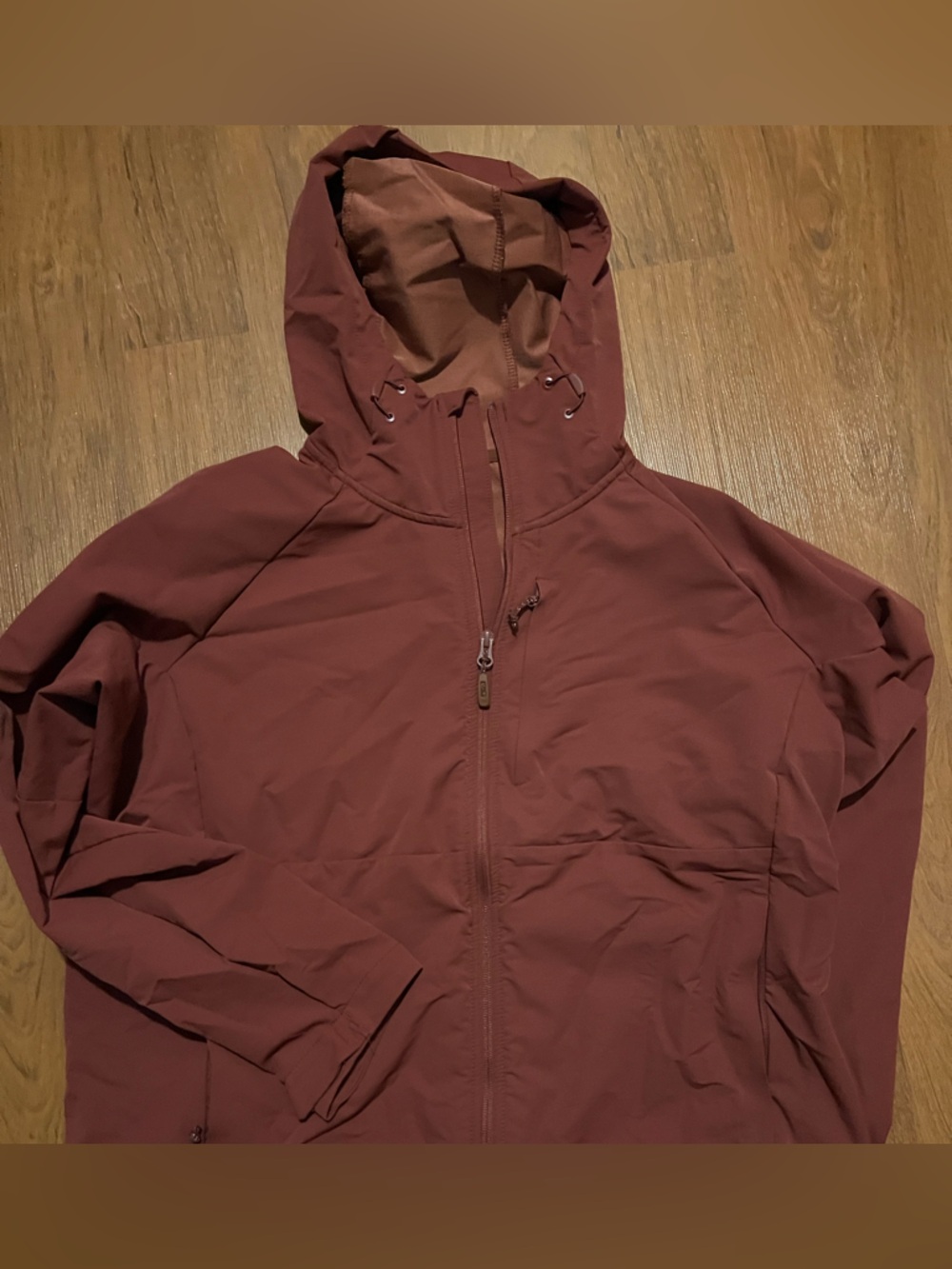Kirkland Signature women’s Hooded Jacket in Deep Brick Red